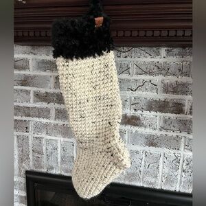 NWT Beige and Black “fur” Christmas stocking, Jumbo size. Handmade Crochet